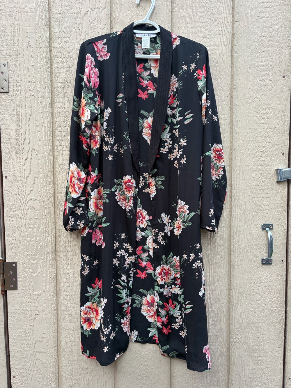 Floral Kimono Duster - Black Floral Print
